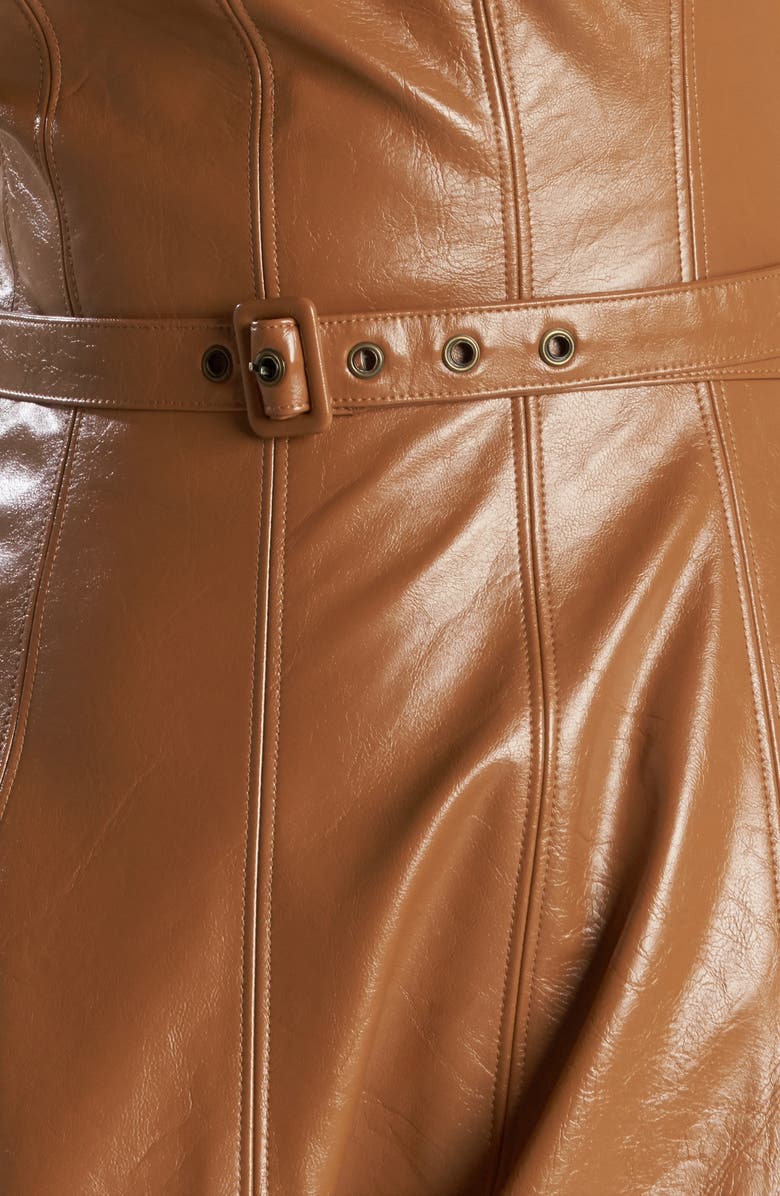 FREEMARKET Sleeveless Belted Faux Leather Midi Dress, Alternate, color,