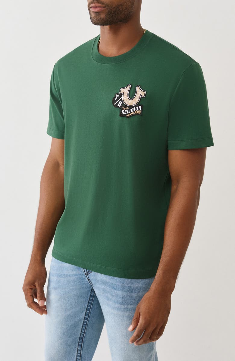 True Religion Embroidered Patch Graphic T-Shirt, Alternate, color, Dark Green