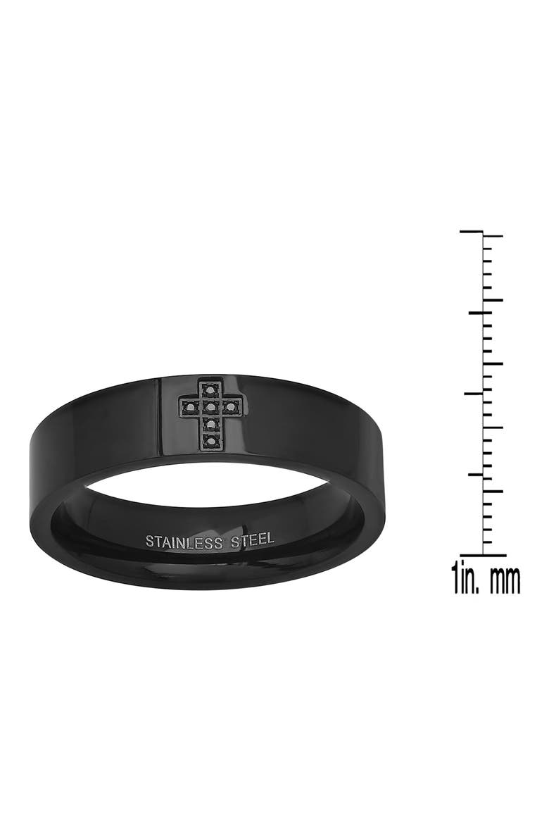 Men's Crystal Cross Band Ring, Alternate, color, BLACK