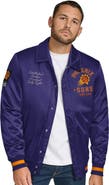 TOMMY JEANS Men's Tommy Jeans Purple Phoenix Suns Jacob Chain Stitch Applique Full-Snap Varsity Jacket