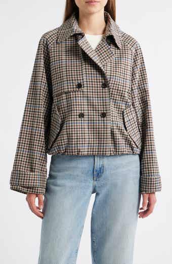 Rails Jett Check Crop Trench Coat