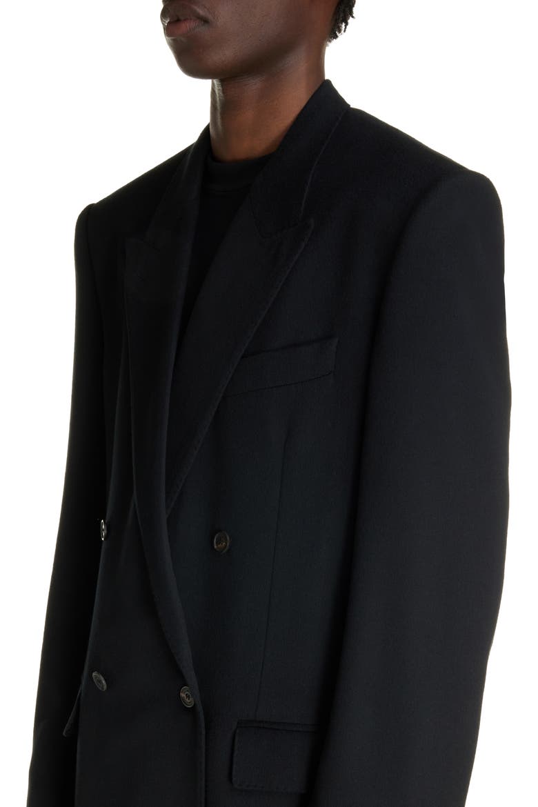 Regular Fit Double Breasted Wool Blazer, Alternate, color, BLACK