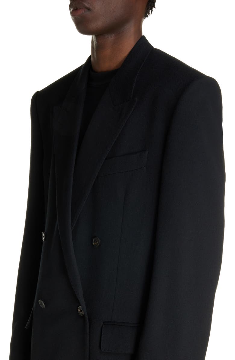 Balenciaga Regular Fit Double Breasted Wool Blazer, Alternate, color, Black