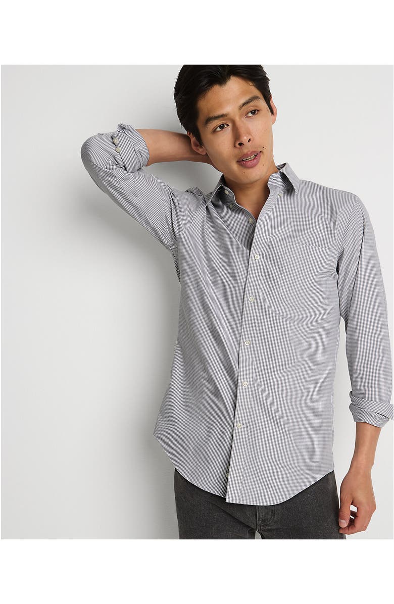 Lands' End School Uniform  Tailored Fit No Iron Solid Supima Cotton Pinpoint Buttondown Collar Dress Shirt, Alternate, color, Ultimate Gray Check