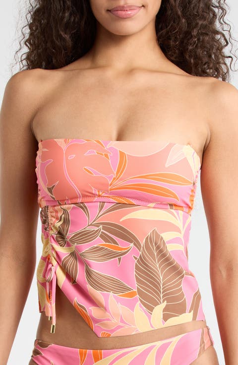 Ruched Side Bandeau Tankini Top