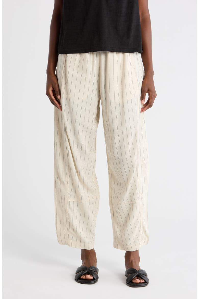 Stripe Linen Blend Barrel Pants, Main, color, NATURAL/ BLACK NTBK8020