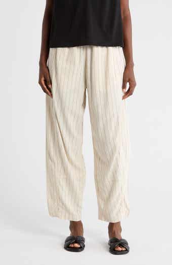 Stripe Linen Blend Barrel Pants