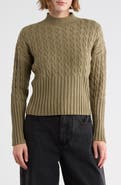 JASON WU Mock Neck Cable Knit Crop Sweater