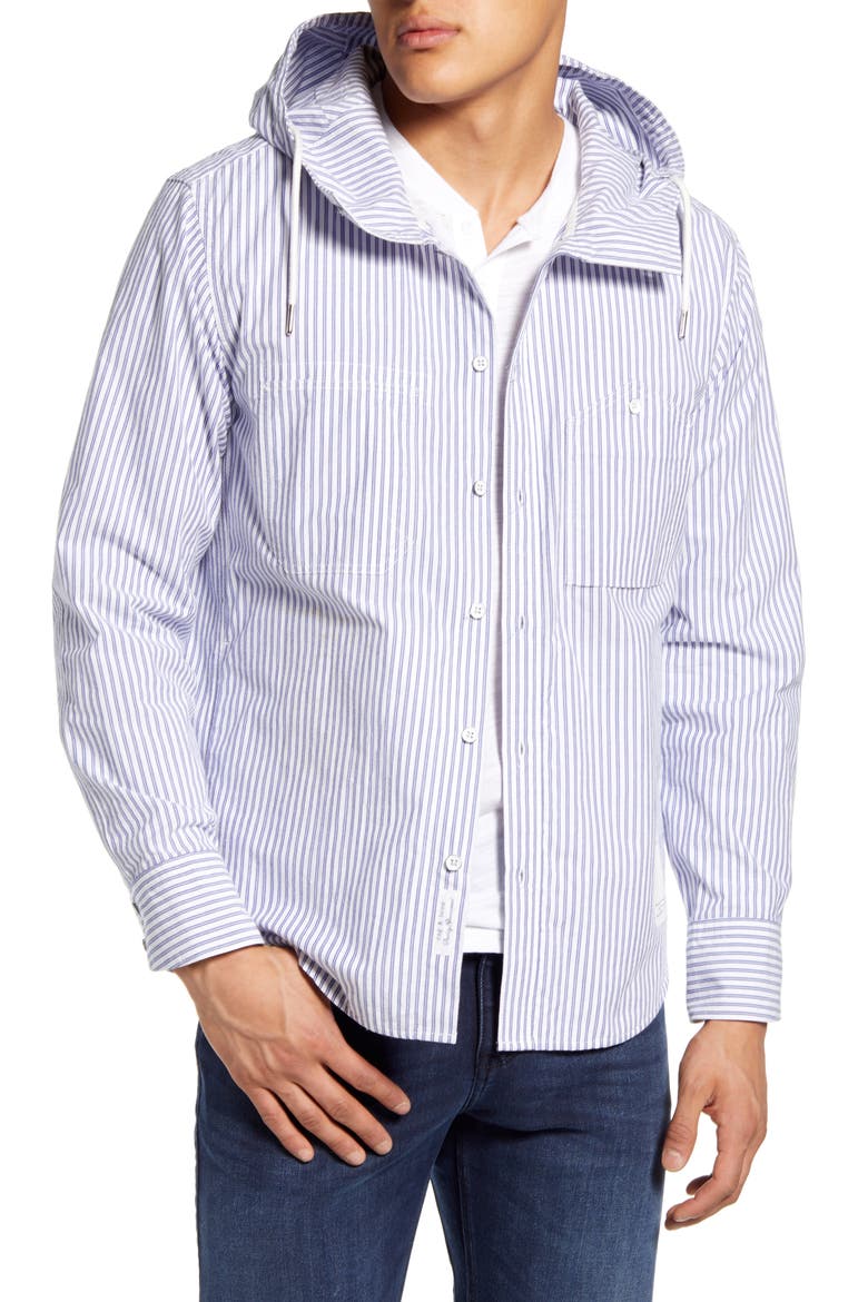 Langston Short Sleeve Button-Up Camp Shirt, Main, color, LIGHT BLUE STRIPE