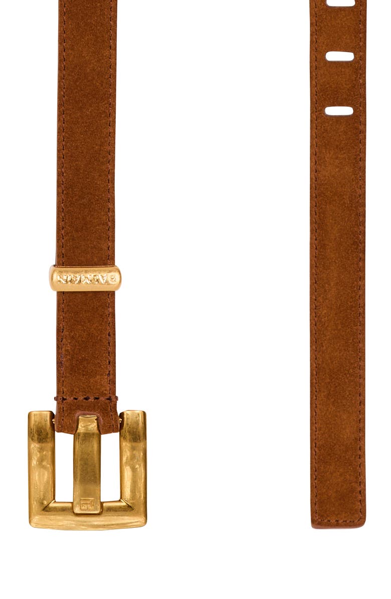 Balmain Anthem suede leather belt, Alternate, color, Brown