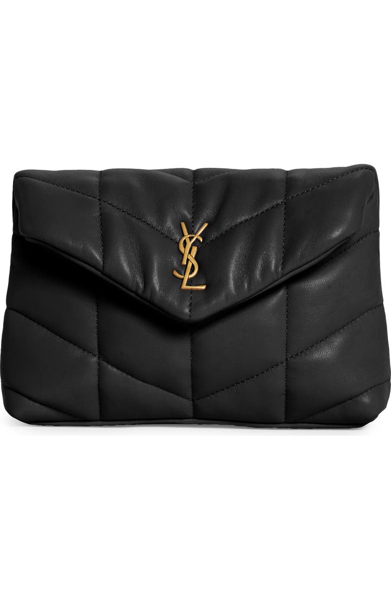 Saint Laurent Small Lou Leather Puffer Clutch, Main, color,