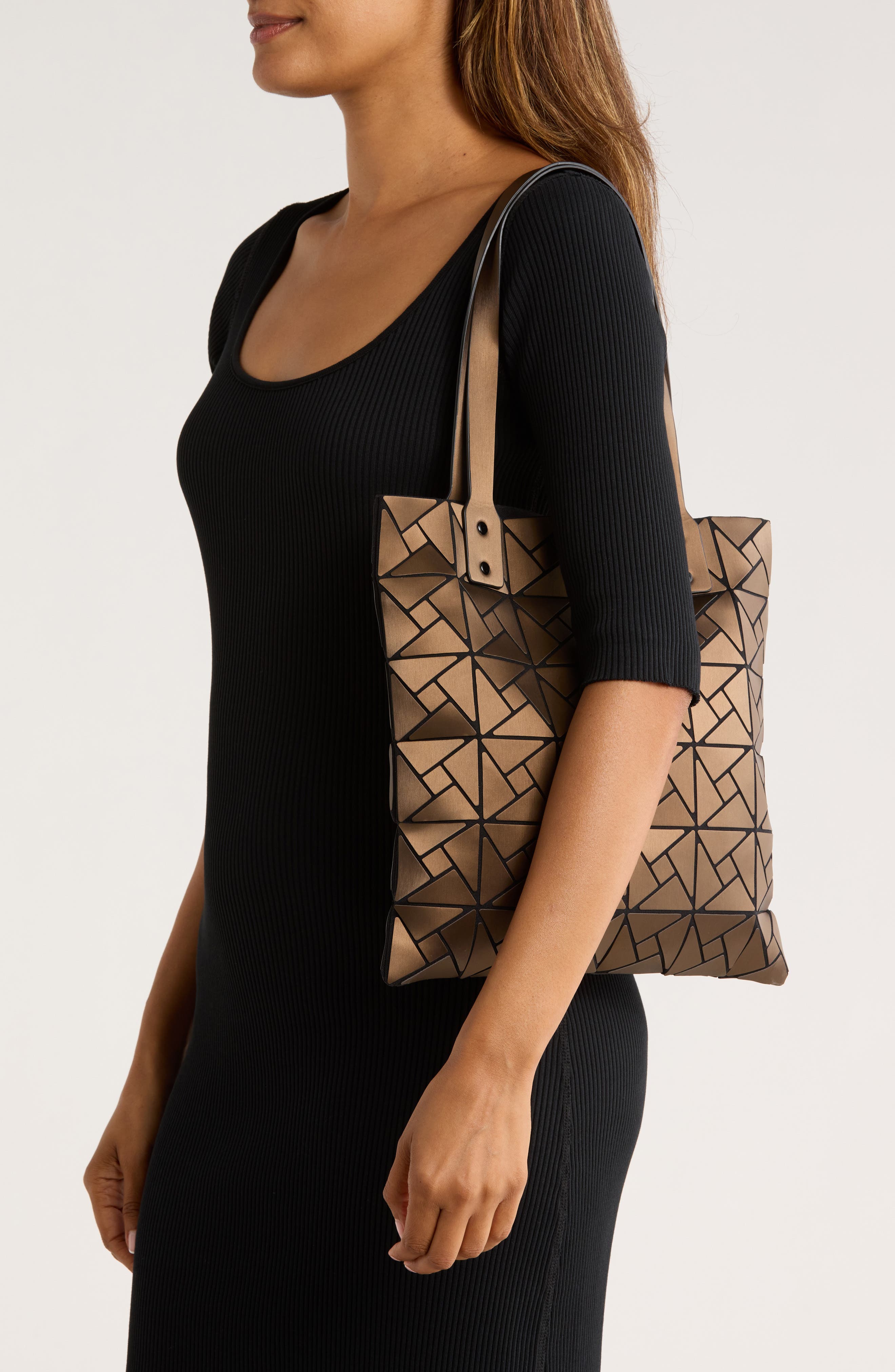 PATRIZIA LUCA Box Pattern Tote Bag, Alternate, color, Matte Bronze