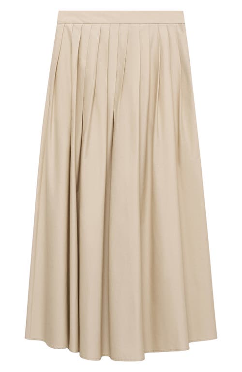 Shop Mango Indo Pleated Cotton Blend Skirt In Ivory White