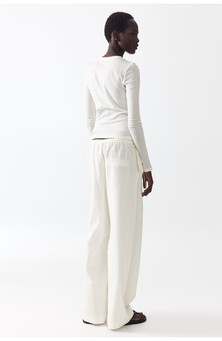 H&M Linen-blend Drawstring Trousers, Alternate, color, Ivory