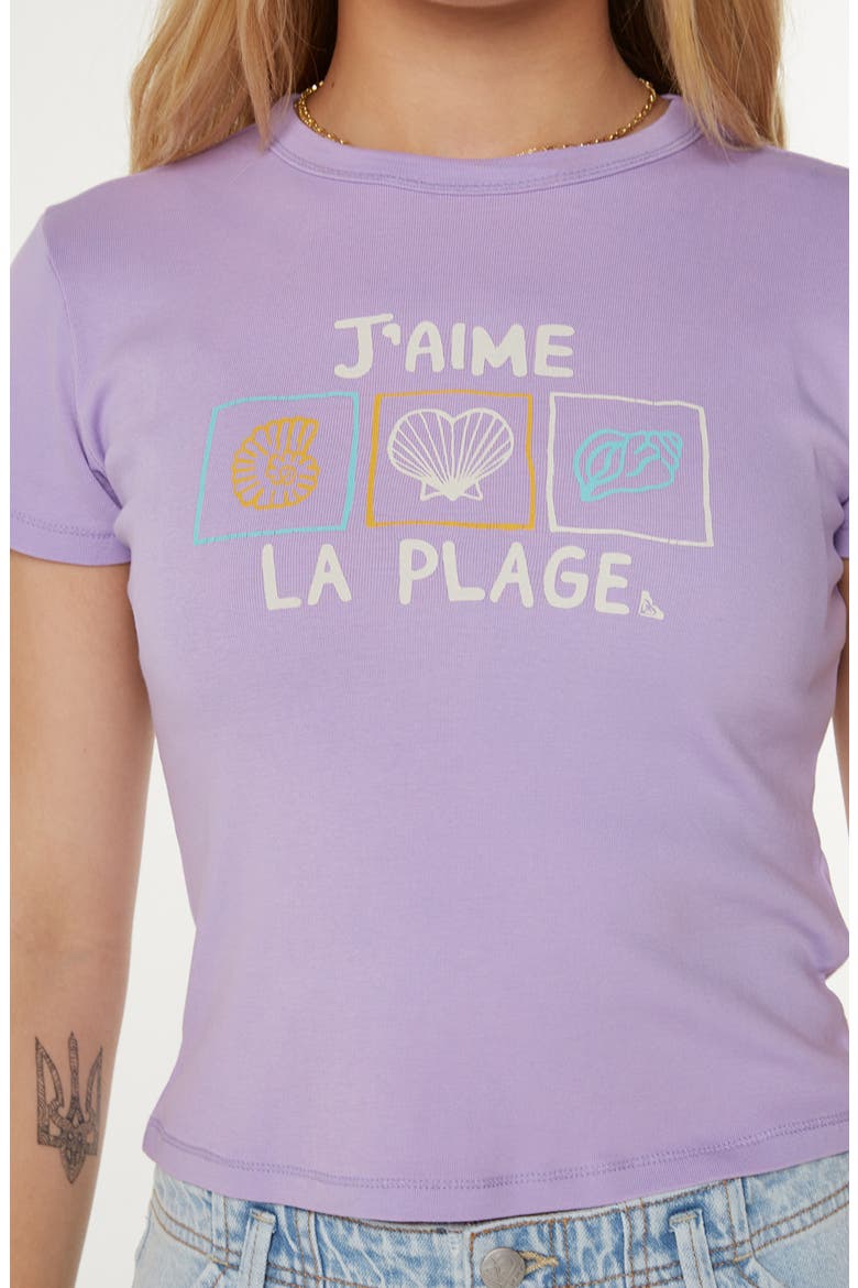 J'Aime La Plage Graphic Baby Tee, Alternate, color, LILAC BRZ