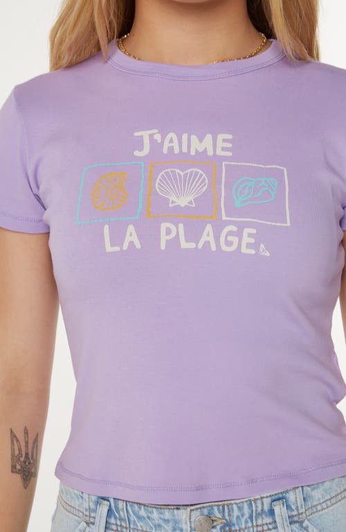 Roxy J'aime La Plage Graphic Baby Tee In Purple