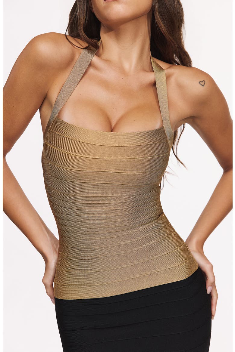 The Silhouette Shimmer Halter Top, Alternate, color, GOLD
