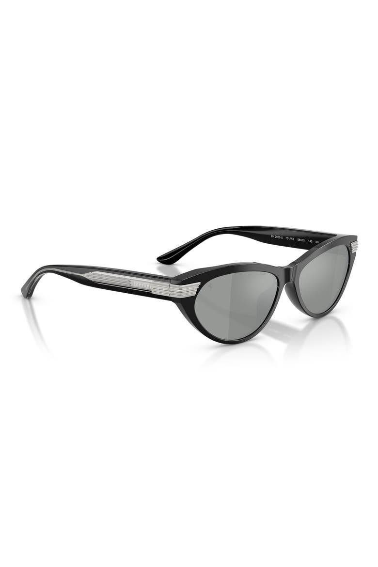 56mm Cat Eye Sunglasses, Alternate, color, SHINY BLACK / LIGHT GREY
