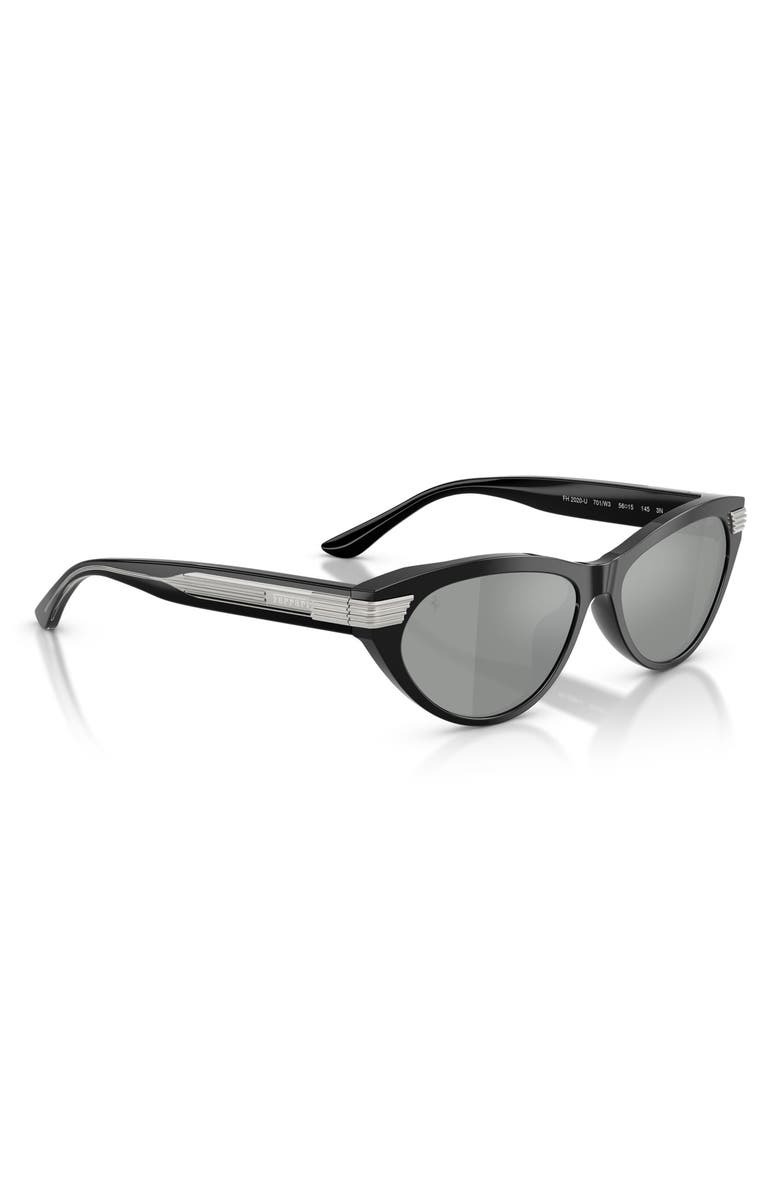 Ferrari 56mm Cat Eye Sunglasses, Alternate, color, Shiny Black / Light Grey
