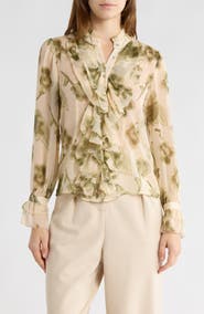 ELIE ELIE TAHARI Ruffle Long Sleeve Top