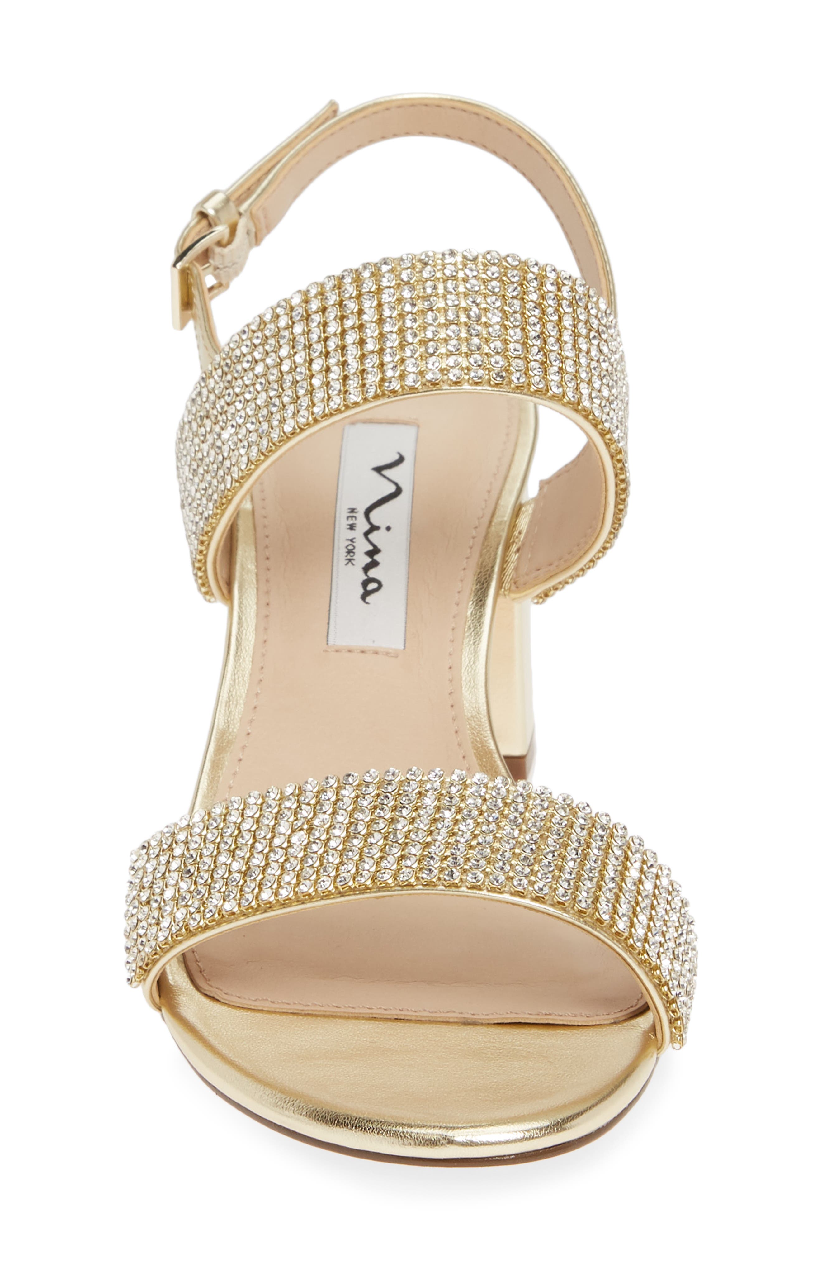 Naomi Crystal Embellished Sandal, Alternate, color, GOLD FAUX LEATHER