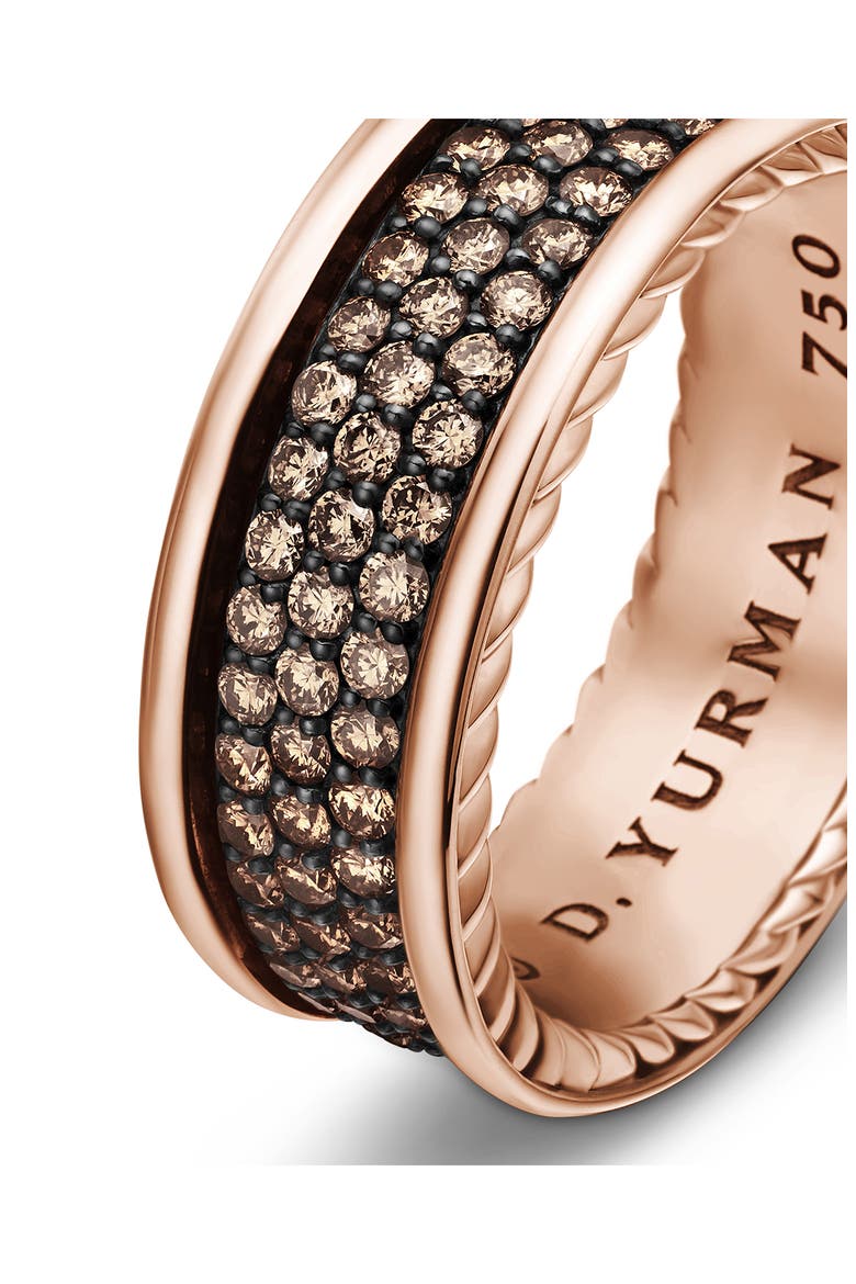 Band Ring in 18K Yellow Gold with Black Titanium, Alternate, color, ROSE GOLD/ COGNAC DIAMOND