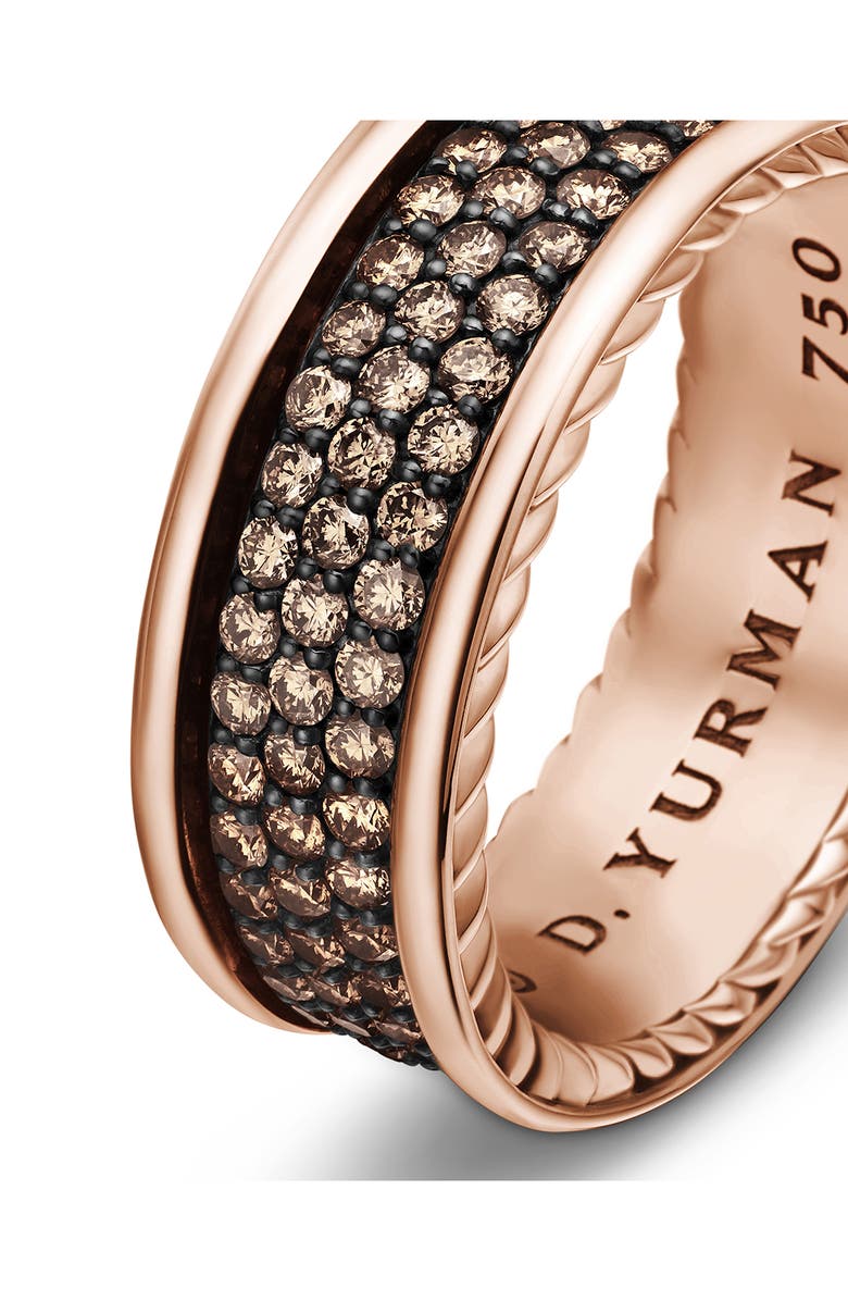 David Yurman Band Ring in 18K Yellow Gold with Black Titanium, Alternate, color, Rose Gold/ Cognac Diamond