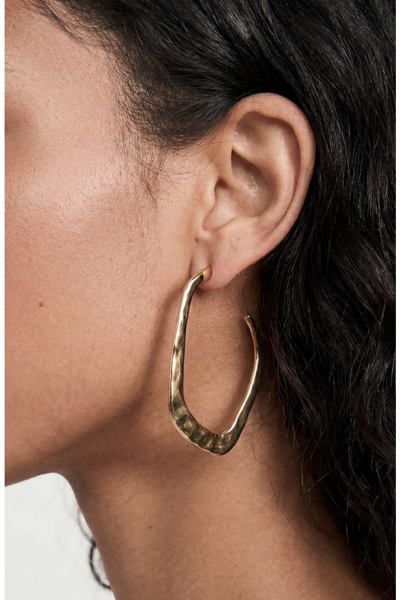 Hammered Geometric Hoop Earrings, Alternate, color, GOLD