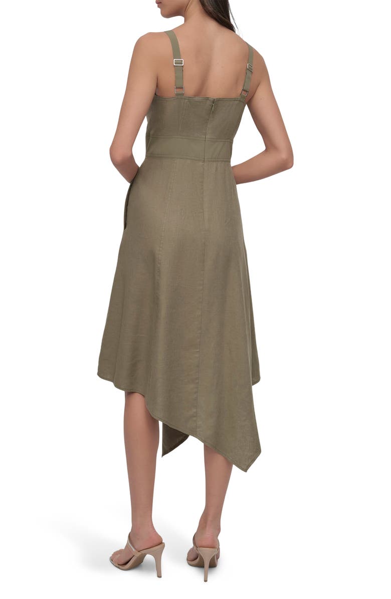 DKNY Paneled Linen Blend Midi Dress, Alternate, color, Utility Green