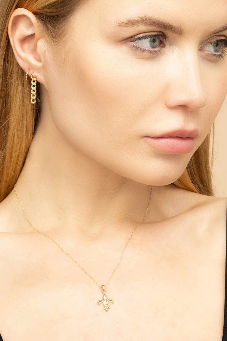 14K Yellow Gold Fleur De Lis Pendant Necklace, Alternate, color, Yellow Gold