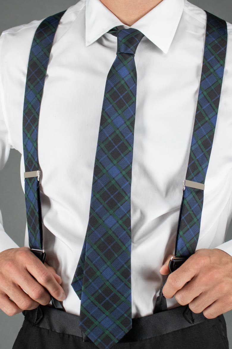 Ives Green and Navy Blackwatch Plaid Silk Necktie, Alternate, color, Green and Navy Plaid