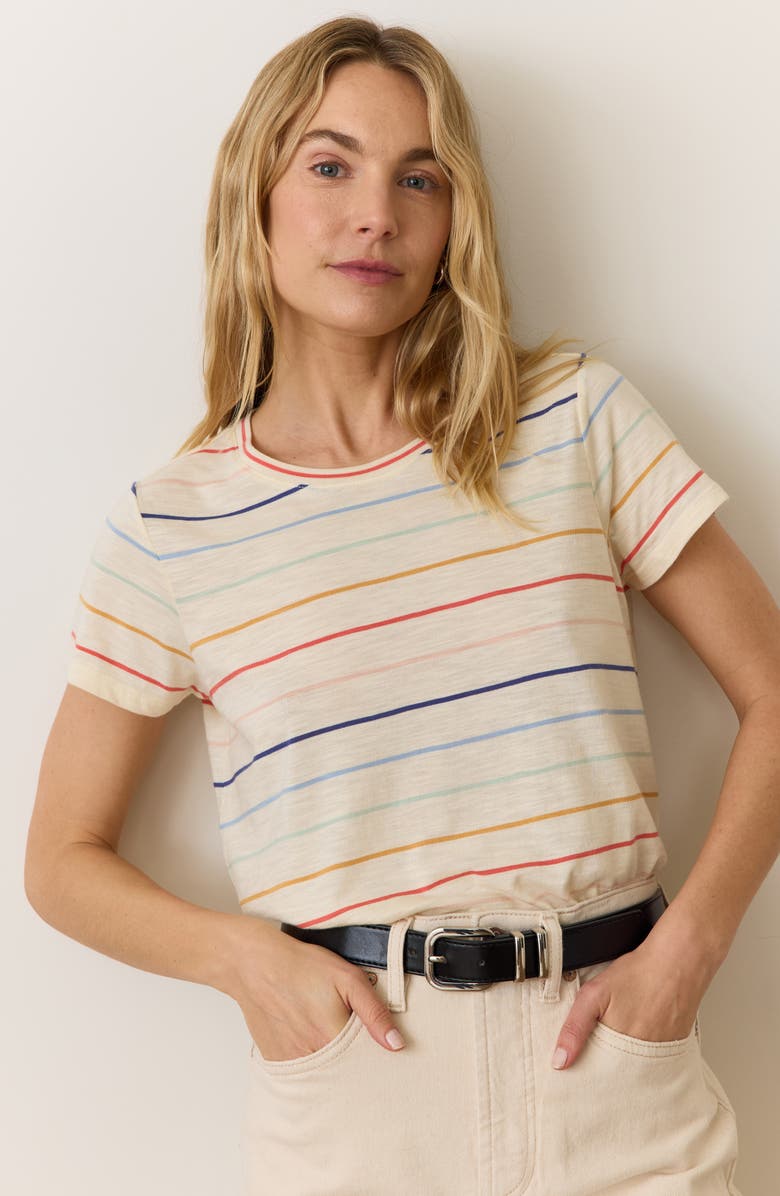 Marine Layer Swing Crewneck T-Shirt, Alternate, color, Rainbow Stripe