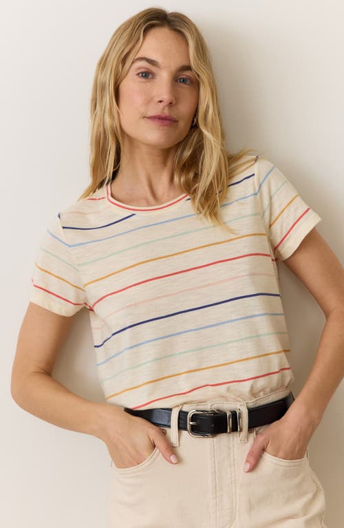 Marine Layer Striped Swing Crewneck Tee In Rainbow Stripe