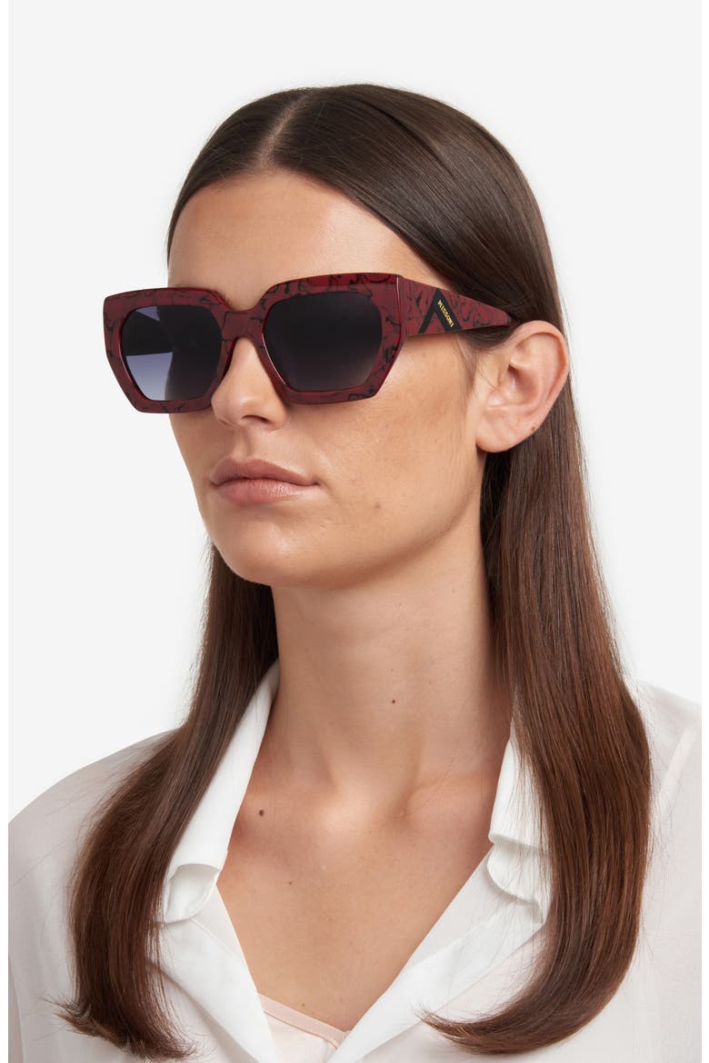 55mm Square Sunglasses, Alternate, color, MARBLE RED
