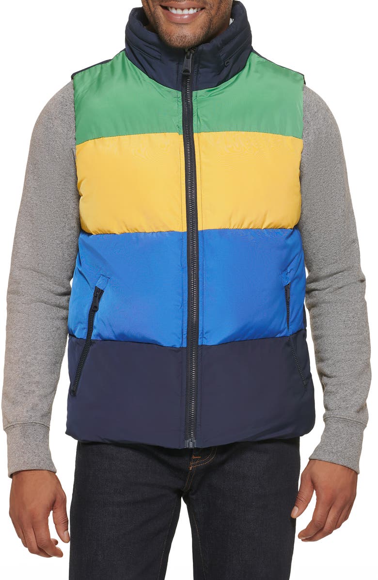Tommy Hilfiger Water Resistant Colorblock Puffer Vest, Main, color, Night/ Black