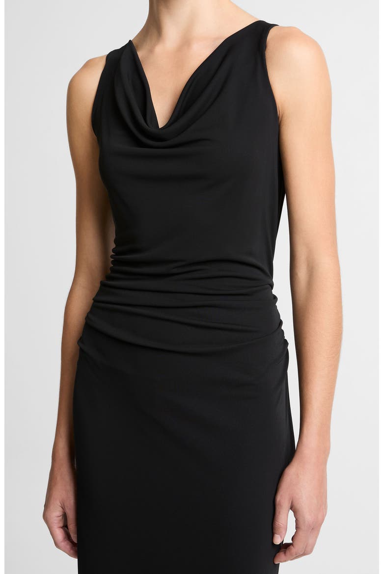 Cowl Neck Matte Jersey Midi Dress, Alternate, color, BLACK
