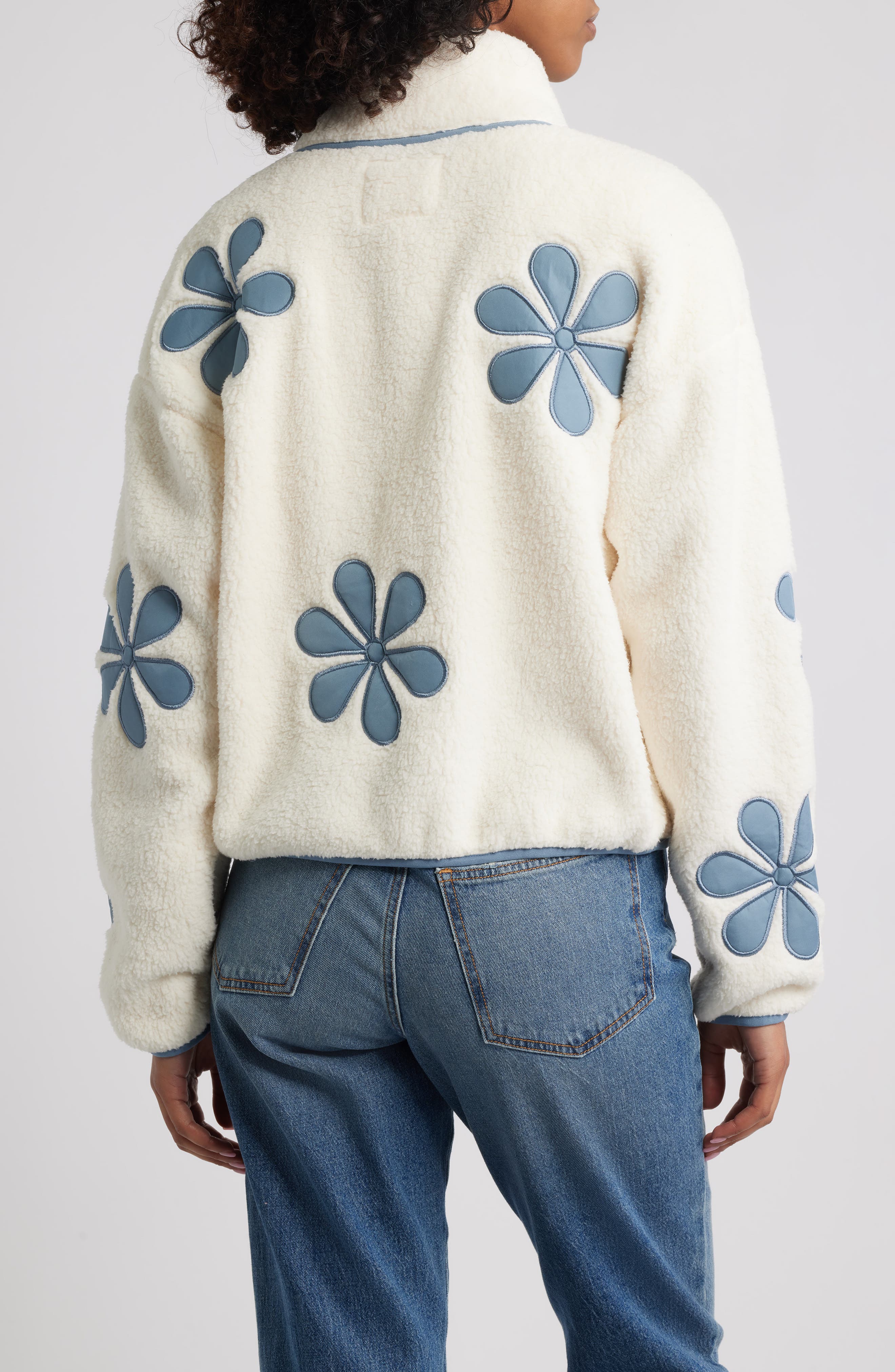 Flower Patch Faux Shearling Pullover - image 2