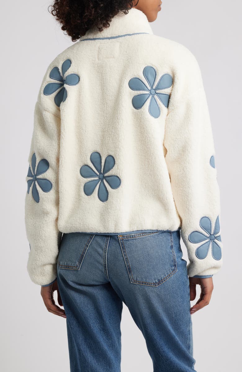 Thread & Supply Flower Patch Faux Shearling Pullover, Alternate, color, Ivory Windward Blue Combo