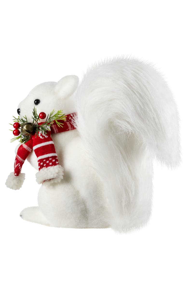 Northlight Winter Squirrel with Pinecone and Bell Christmas Figurine - 9" - White, Alternate, color, White