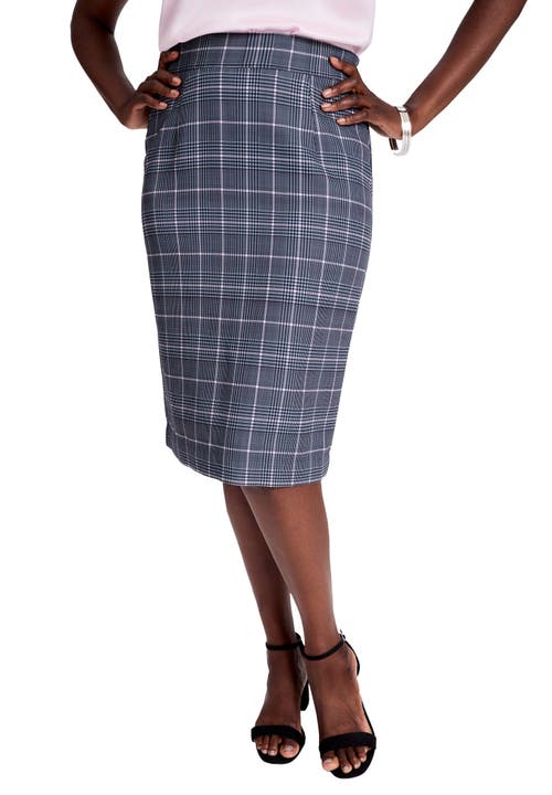 Jessica London Tummy Control Bi-stretch Pencil Skirt In Blue