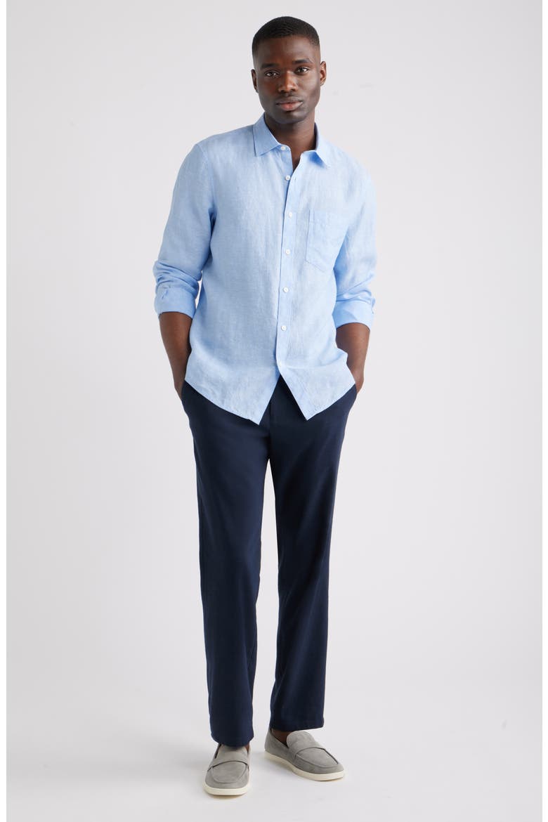 Linen Button-Up Shirt, Alternate, color, BLUE VISTA- WHITE EOE
