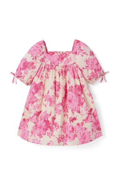Janie And Jack Floral Puff Sleeve Dress In Pink