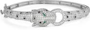 FZN Sterling Silver CZ Pavé Panther Bangle Bracelet
