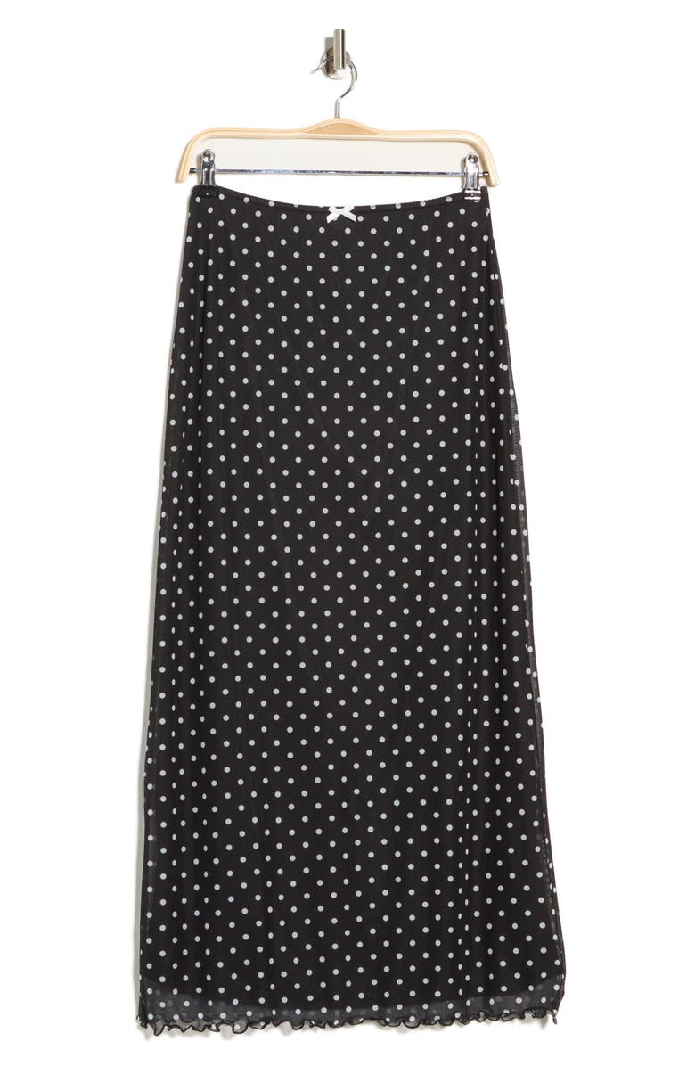 BDG Urban Outfitters Polka Dot Stretch Mesh Maxi Skirt, Alternate, color, Black Spot