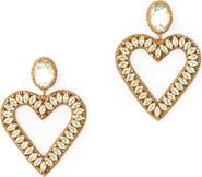Deepa Gurnani Calluna Crystal & Beaded Heart Drop Earrings
