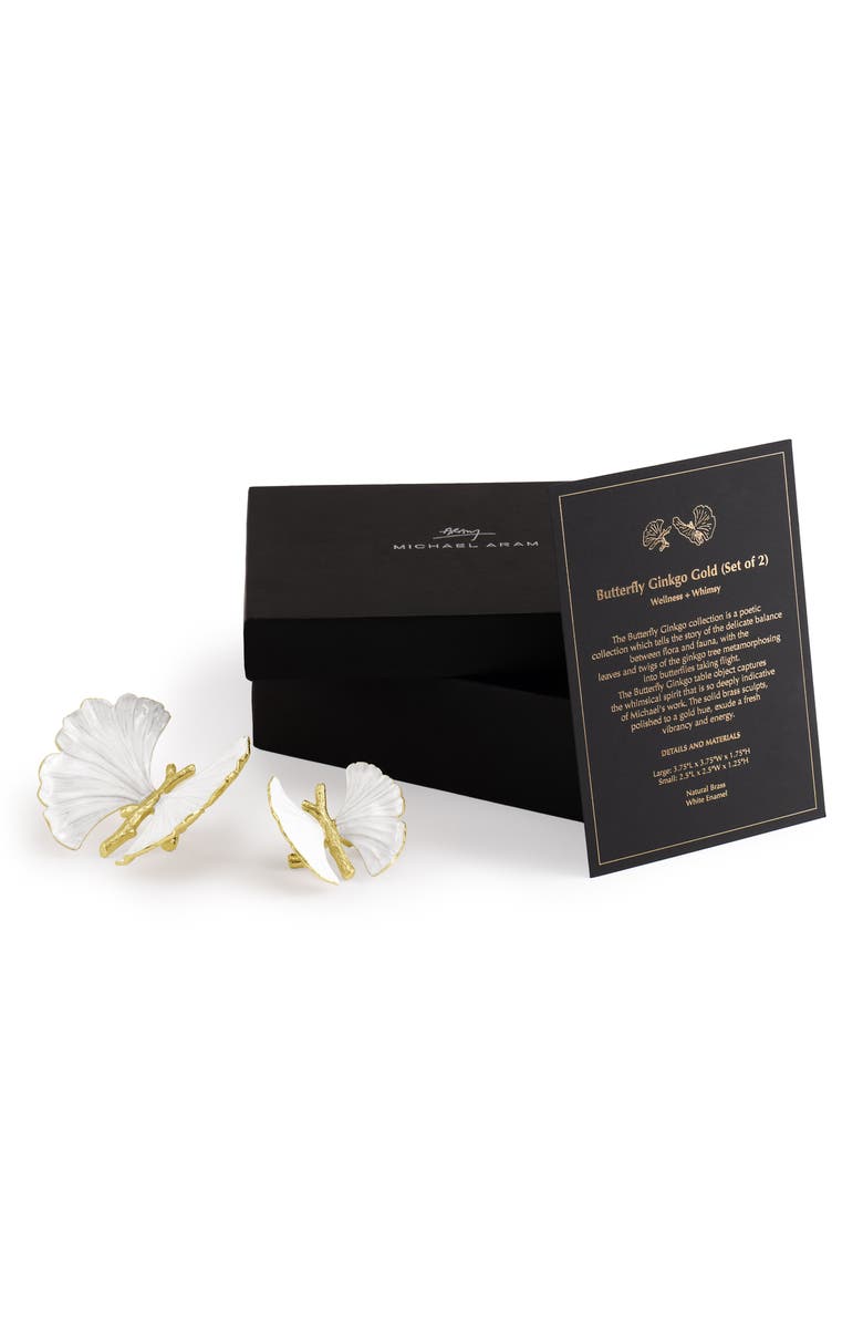 Michael Aram Set of 2 Butterfly Ginkgo Decor Sculptures, Alternate, color, White/ Gold