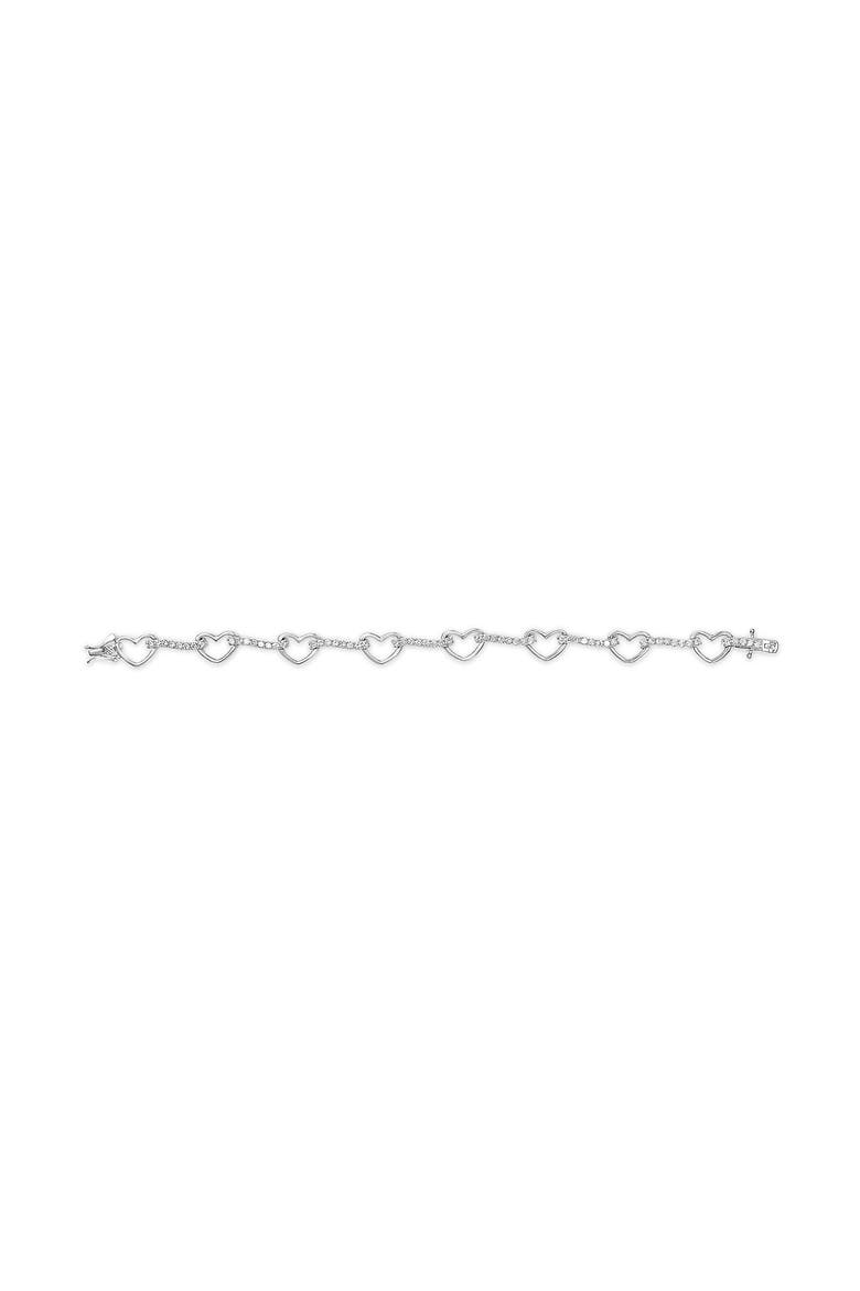 10K White Gold 2.0 Cttw Diamond Heart Link Bracelet, Alternate, color, White Gold