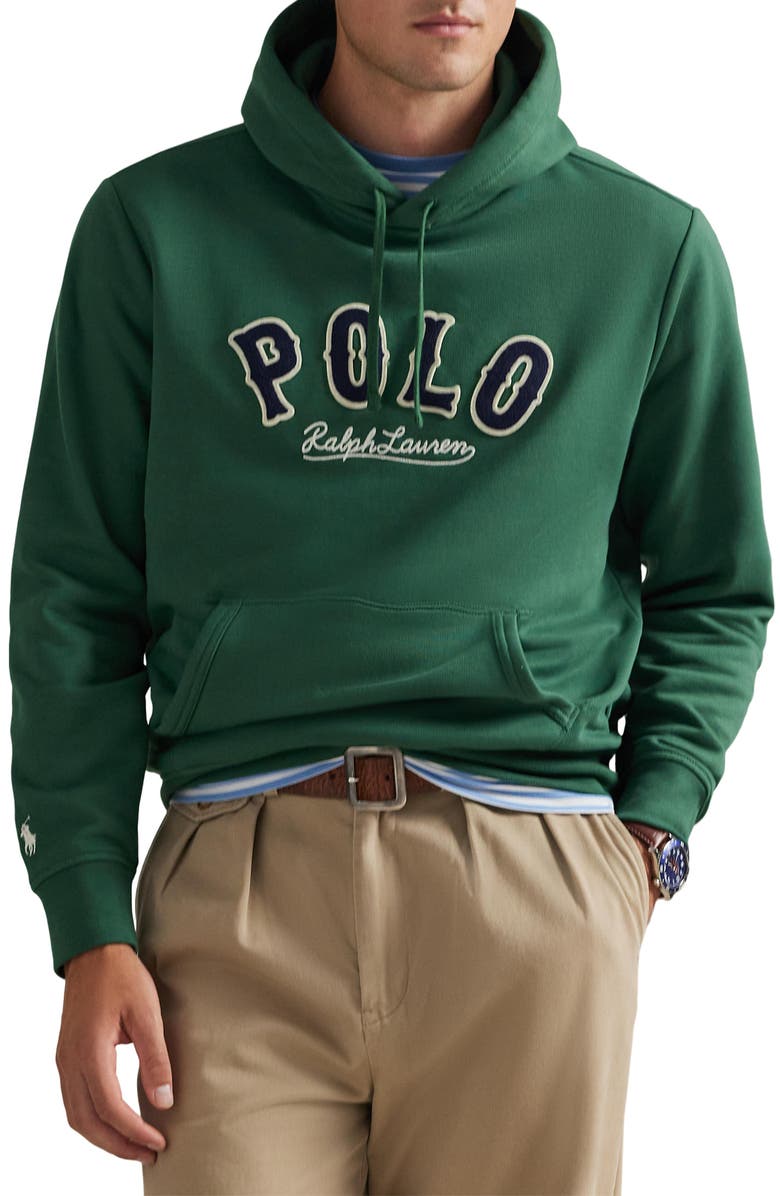 Polo Ralph Lauren The RL Western Logo Fleece Hoodie, Main, color, Verano Green