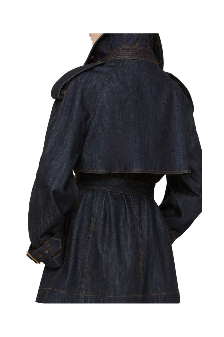 Short Denim Fitzrovia Trench Coat, Alternate, color, Dark indigo