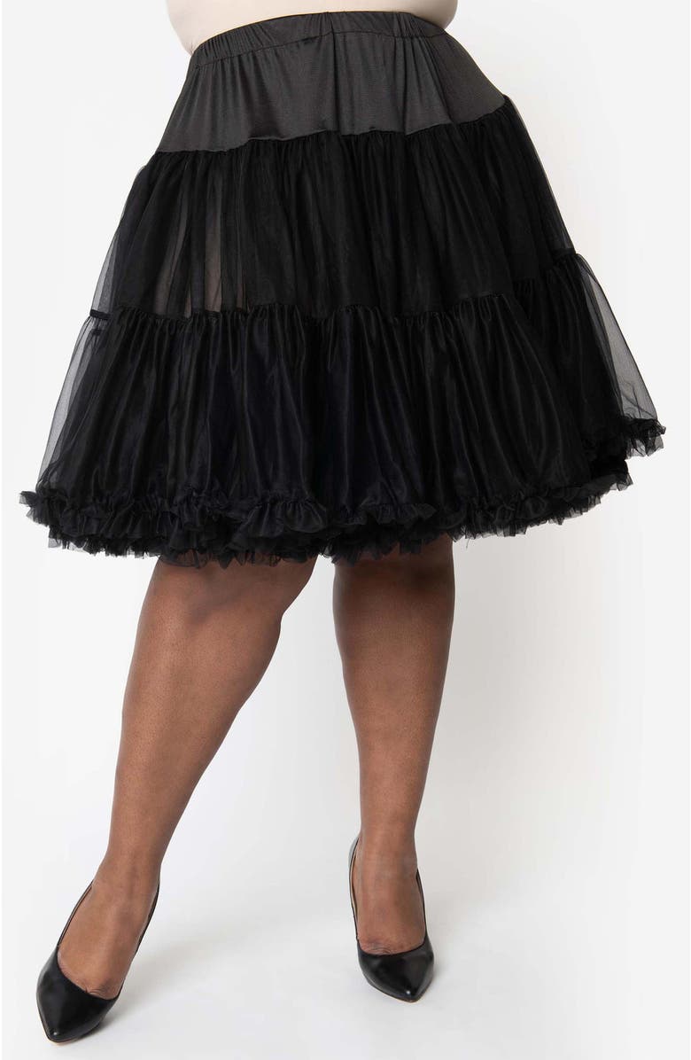 Unique Vintage Plus Size Ruffled Petticoat Crinoline, Alternate, color, Black